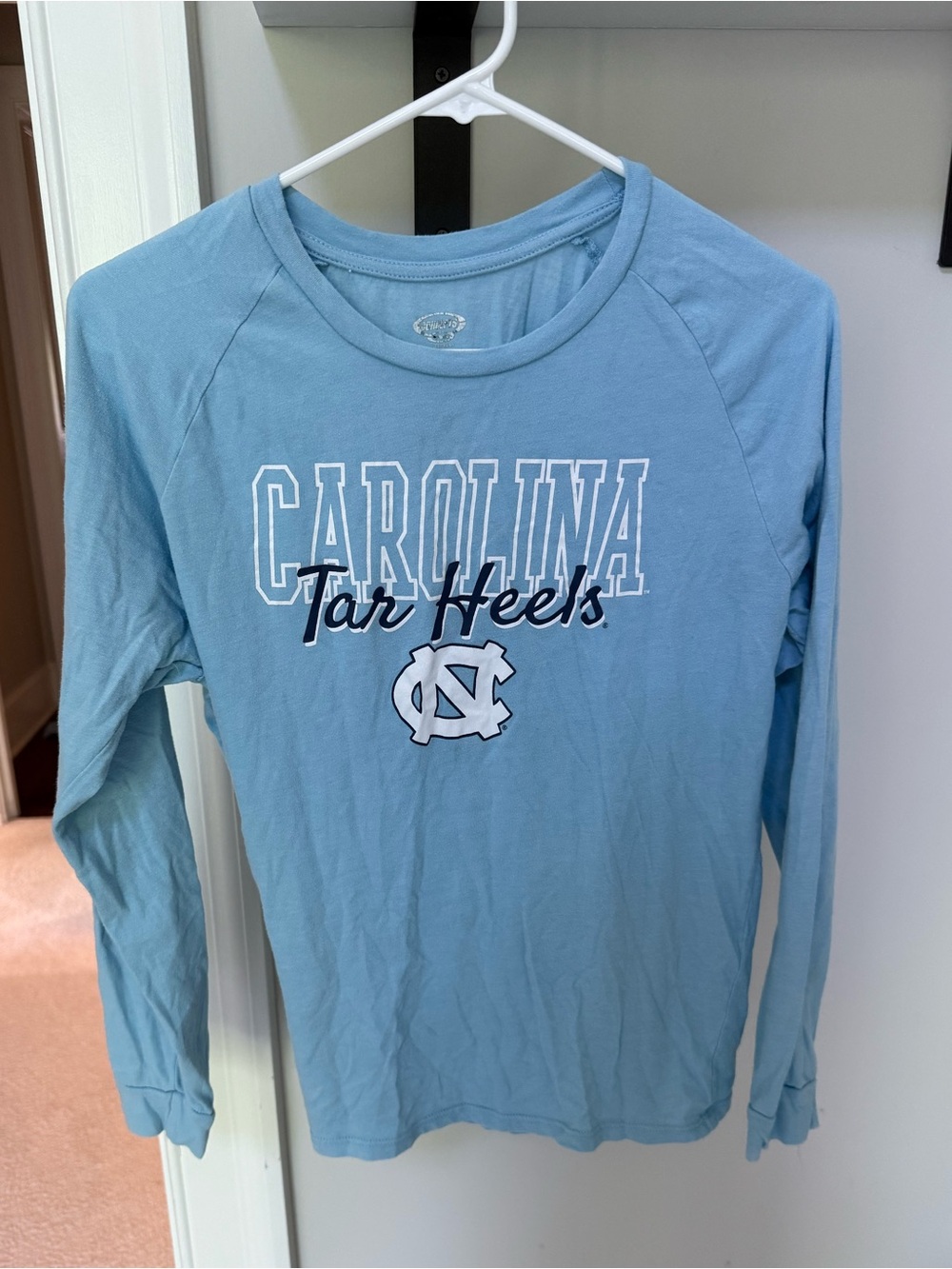 UNC Tar Heels Long-Sleeve Crewneck Tee in Light Blue